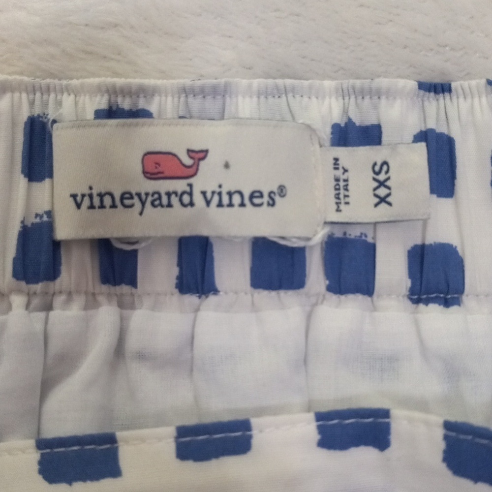 Vineyard Vines Painterly Grid Blue White Faux Wrap Ruffle Mini Skirt - Picture 8 of 15